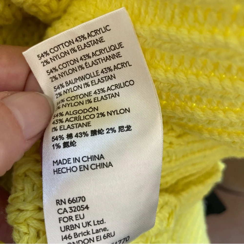 Free People Swim Too Deep Oversized Turtleneck Sweater in Lemon Love 🍋, Sz L - Picture 16 of 16